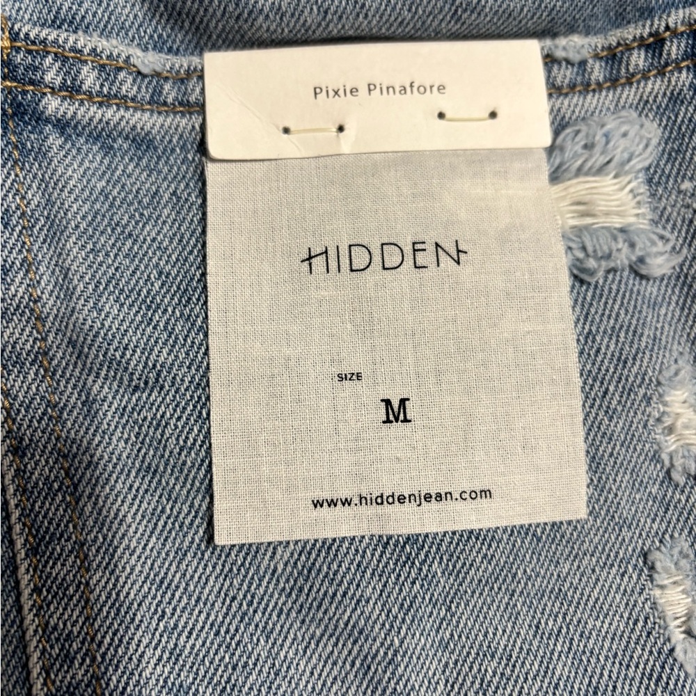 Hidden Denim Dress Overalls Pixie Pinafore Size Medium - Picture 7 of 10